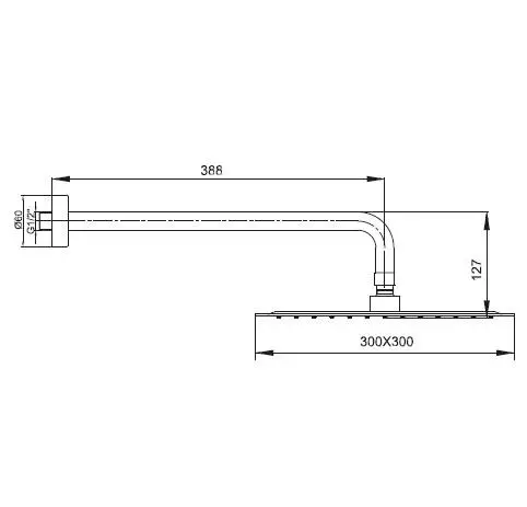 Ar Ark İnce Kare Tepe Duş Başlığı Duvardan Borulu (300x300 mm) 102145058 Ar Ark İnce Kare Tepe Duş Başlığı Duvardan Borulu (300x300 mm) 102145058