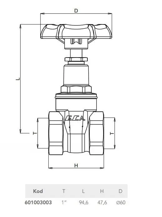 Eca 1" Şiber Vana PN16 (Şiber Valf) 601003042 Eca 1" Şiber Vana PN16 (Şiber Valf) 601003042