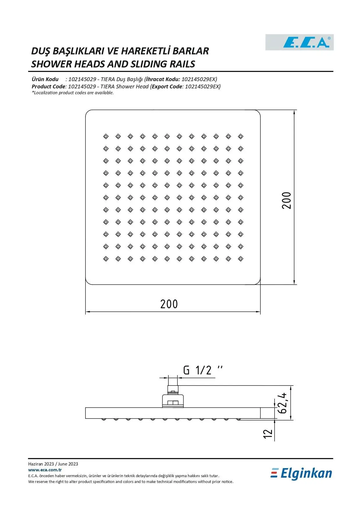 Eca Tiera Ankastre Duş Seti - 2 yollu / 6 parça set - 102199772 Eca Tiera Ankastre Duş Seti - 2 yollu / 6 parça set - 102199772