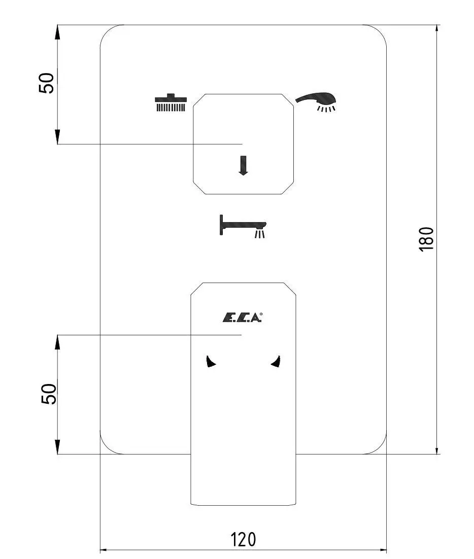Eca Tiera Ankastre Duş Seti - 3 yollu / 7 parça set - ECA.ANKSET.BD313 Eca Tiera Ankastre Duş Seti - 3 yollu / 7 parça set - ECA.ANKSET.BD313