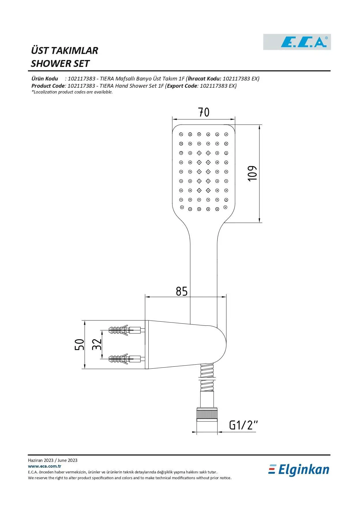 Eca Tiera Ankastre Duş Seti - 3 yollu / 7 parça set - ECA.ANKSET.BD313 Eca Tiera Ankastre Duş Seti - 3 yollu / 7 parça set - ECA.ANKSET.BD313