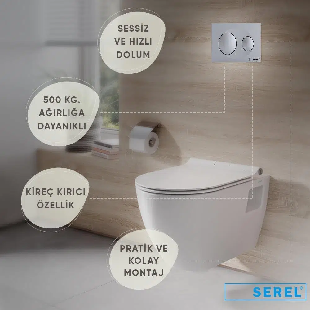 Serel Smooth Gömme Rezervuar 2'li Set (T020111+P400180) Serel Smooth Gömme Rezervuar 2'li Set (T020111+P400180)